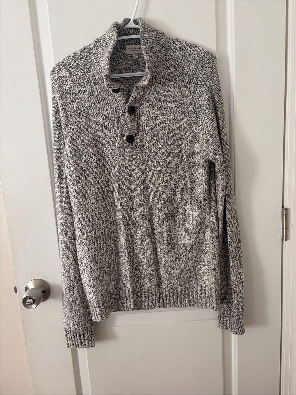 Club Monaco Gray Marled Zip-Neck Sweater